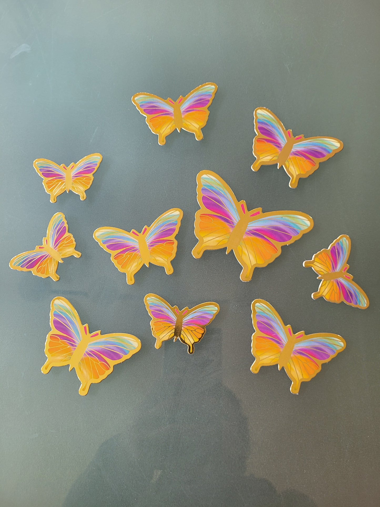 Schmetterlinge bunt Regenbogen Tortenstecker Papierdeko