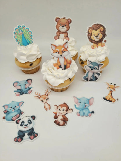 Tortendeko-Aufleger-Esspapier-Tiere-Löwe-Affee-Elefant-Kindergeburtstag-essbar