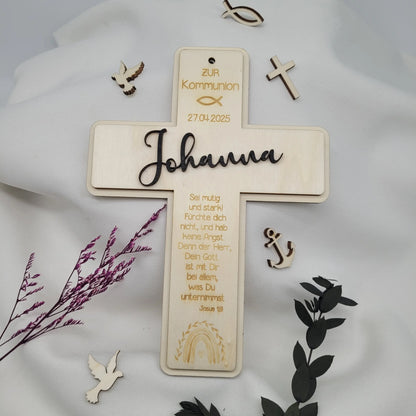 Holzkreuz personalisiert zur Kommunion - Funny Bake