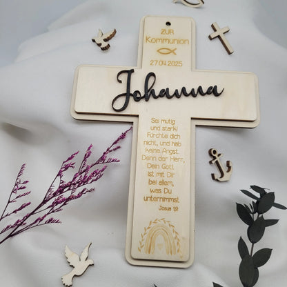 Holzkreuz personalisiert zur Kommunion - Funny Bake