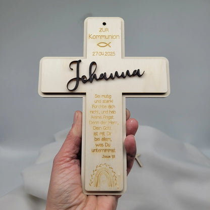 Holzkreuz personalisiert zur Kommunion - Funny Bake