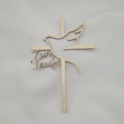 Tortenstecker Holz Kreuz&Taube zur Taufe - Funny Bake