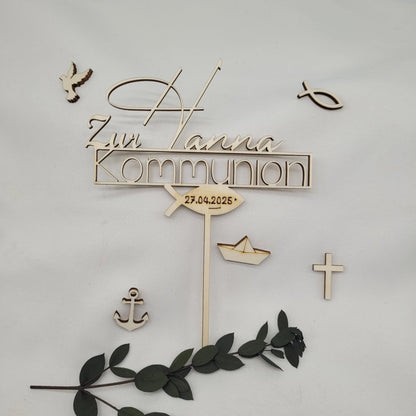 Tortenstecker Zur Kommunion Holz personalisiert - Funny Bake