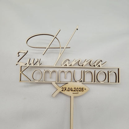 Tortenstecker Zur Kommunion Holz personalisiert - Funny Bake
