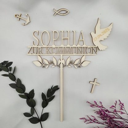 Tortenstecker Zur Kommunion Filigran mit Taube - Funny Bake