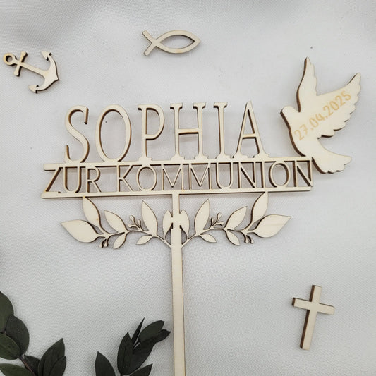 Tortenstecker Zur Kommunion Filigran mit Taube - Funny Bake