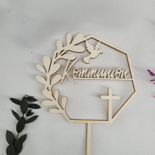 Tortenstecker Kommunion Taube & Kreuz - Funny Bake