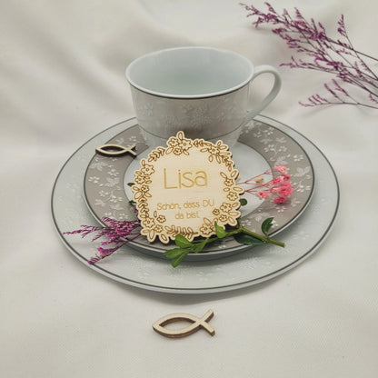 Platzkarte/ Sitzkarte aus Holz mit Name Muster 3 - Funny Bake