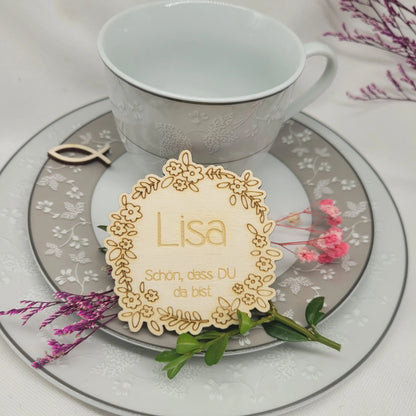 Platzkarte/ Sitzkarte aus Holz mit Name Muster 3 - Funny Bake