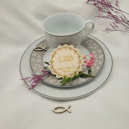 Platzkarte / Sitzkarte aus Holz mit Name  Muster 1 - Funny Bake