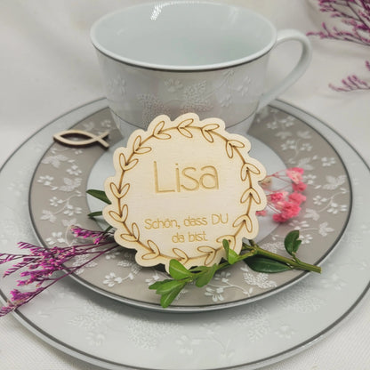 Platzkarte / Sitzkarte aus Holz mit Name  Muster 1 - Funny Bake