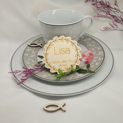 Platzkarte / Sitzkarte aus Holz mit Name  Muster 1 - Funny Bake