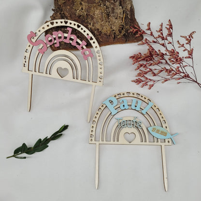 Tortenstecker Regenbogen Holz Taufe - Funny Bake