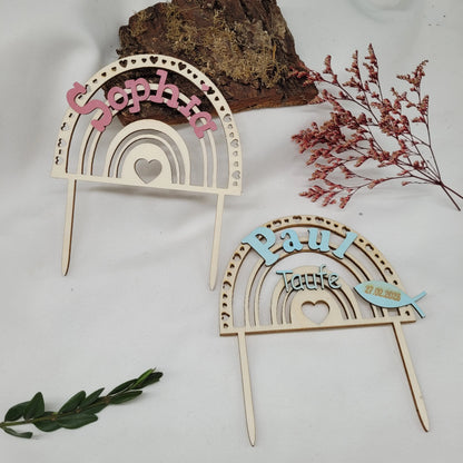 Tortenstecker Regenbogen Holz Taufe - Funny Bake