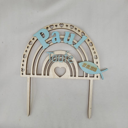 Tortenstecker Regenbogen Holz Taufe - Funny Bake