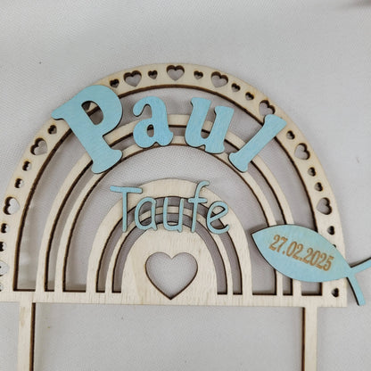 Tortenstecker Regenbogen Holz Taufe - Funny Bake