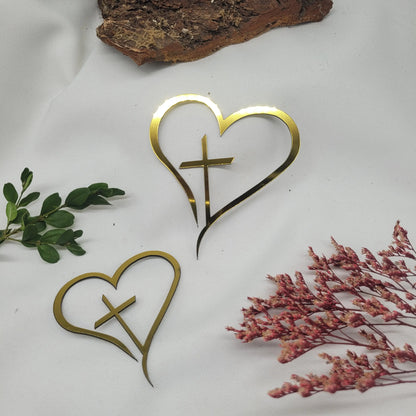 Tortenstecker Herz Kreuz gold - Funny Bake