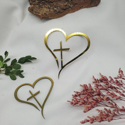 Tortenstecker Herz Kreuz gold - Funny Bake