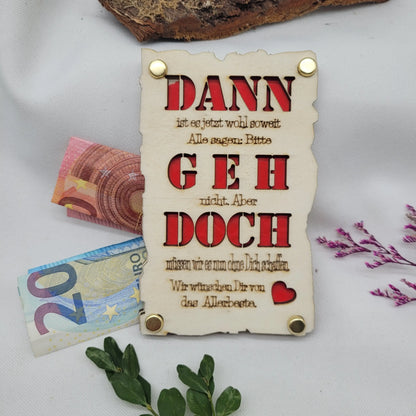 Geldkarte Holz Rente / Jobwechsel - Funny Bake