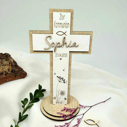 Holzkeuz mit Standfuß Kommunion - Funny Bake