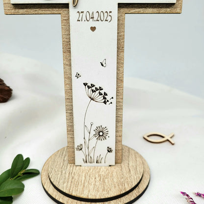 Holzkeuz mit Standfuß Kommunion - Funny Bake