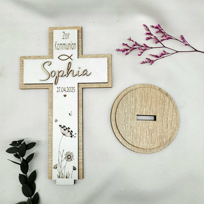 Holzkeuz mit Standfuß Kommunion - Funny Bake