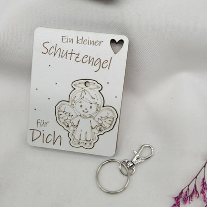 Holzkarte mit Anhänger Schutzengel - Funny Bake
