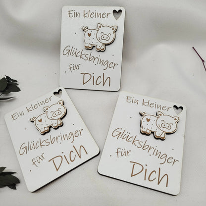 Geschenkkarte Holzkarte Glücksbringer - Funny Bake