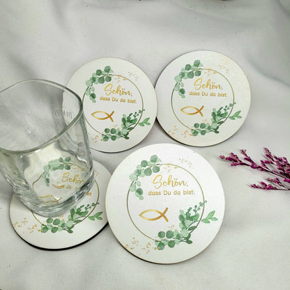 Untersetzer Schön,dass du da bist - rund - Funny Bake