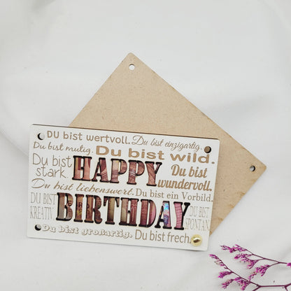 Glückwunschkarte Happy Birthday Holzfaser - Funny Bake