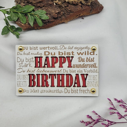 Glückwunschkarte Happy Birthday Holzfaser - Funny Bake