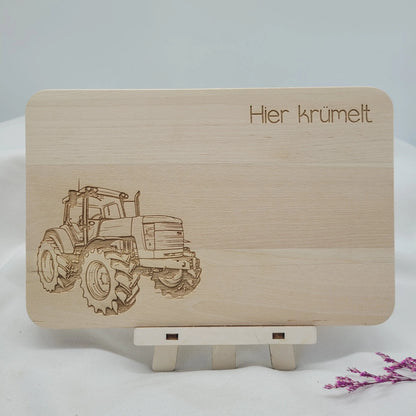 Frühstücksbrett  Traktor mit Name - Funny Bake