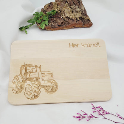 Frühstücksbrett  Traktor mit Name - Funny Bake