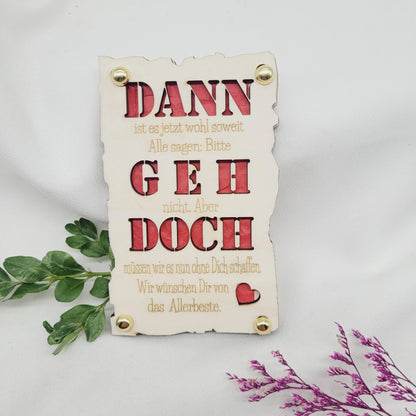 Geldkarte Holz Rente / Jobwechsel - Funny Bake