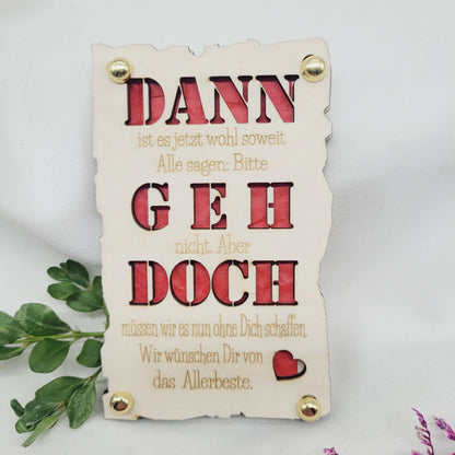 Geldkarte Holz Rente / Jobwechsel - Funny Bake