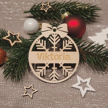 Anhänger aus Holz – 4 Schneeflocken Muster - Funny Bake