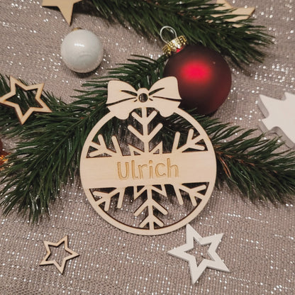 Anhänger aus Holz – 4 Schneeflocken Muster - Funny Bake