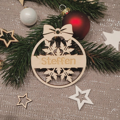 Anhänger aus Holz – 4 Schneeflocken Muster - Funny Bake