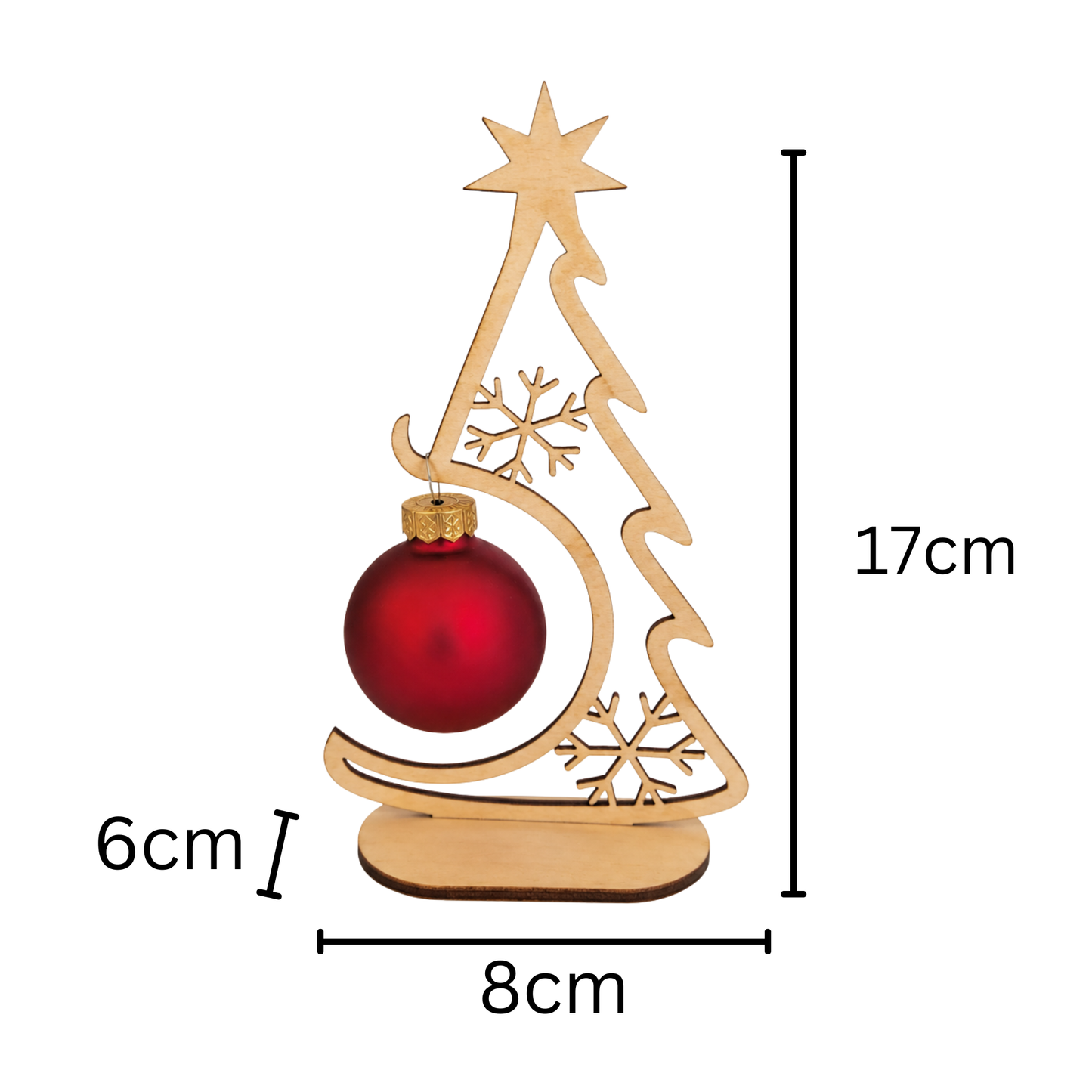 Holz-Tannenbaum mit Schneeflocken – Weihnachtsdeko