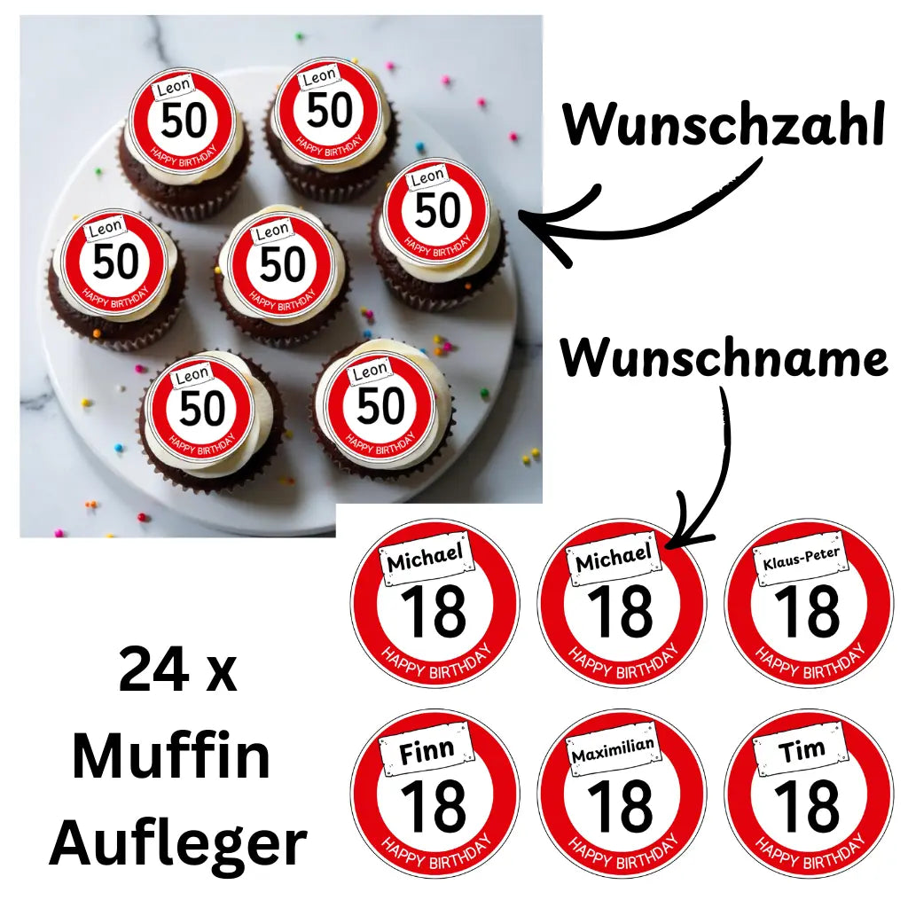 Muffinaufleger Verkehrsschilder aus Esspapier Funny Bake