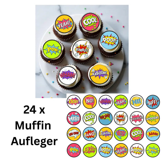 Muffinaufleger Comic Reaktionen – 24 Stück Funnybake