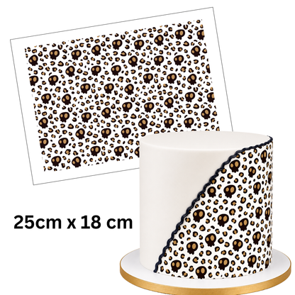 Tortenbild Leopard Skulls Zuckerpapier 25x18 cm – Maßangabe