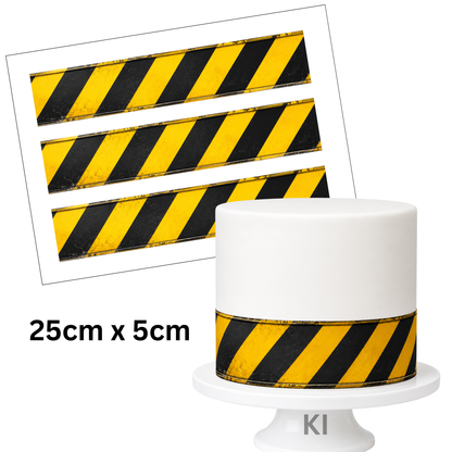 Tortenband Baustellen-Absperrband Maße 25cm x 5cm, 3 Streifen pro Blatt – KI