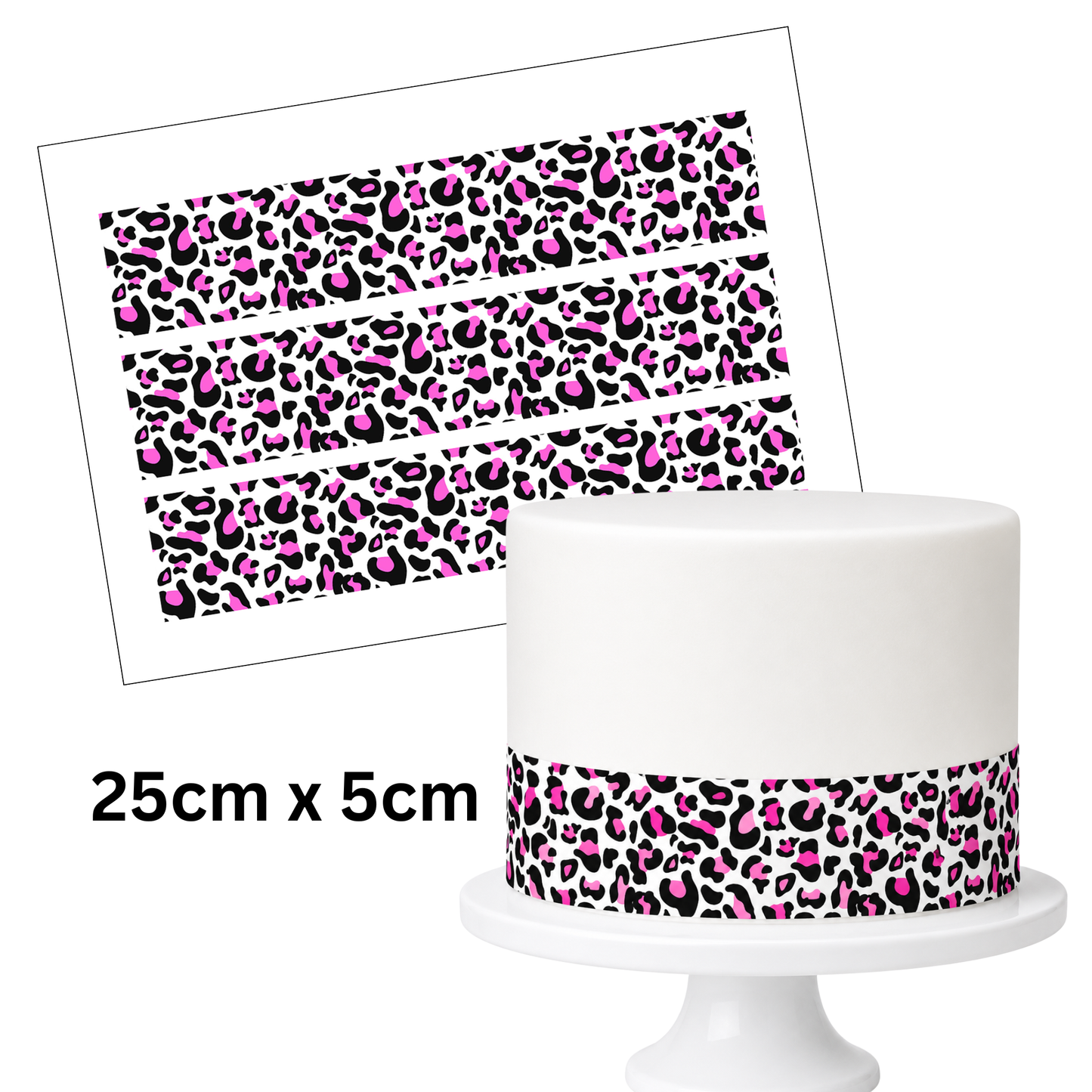 Tortenband Leopardenmuster Pink – essbares Zuckerpapier