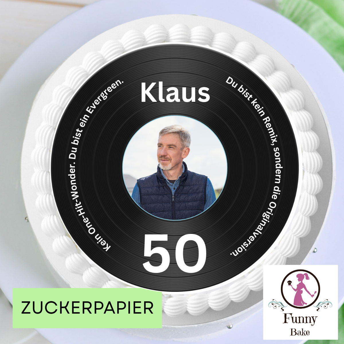 Tortenaufleger Schallplatte Geburtstag