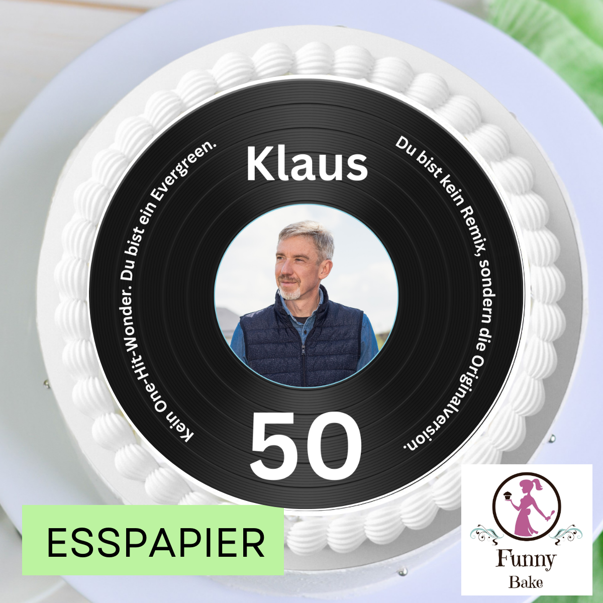 Tortenaufleger Schallplatte Geburtstag