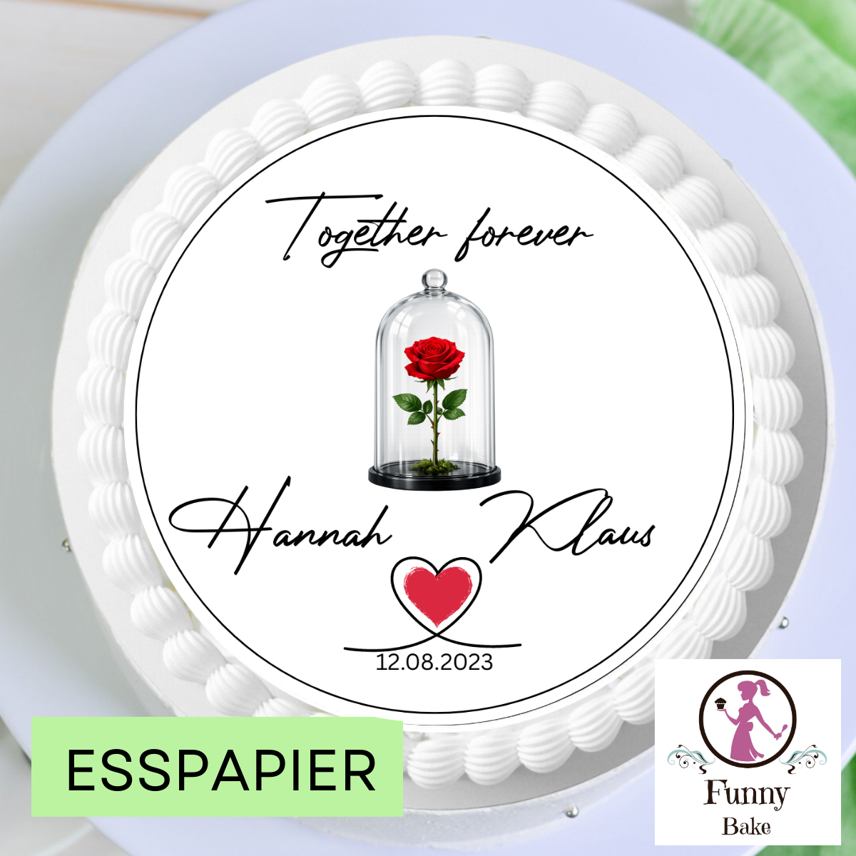 Tortenaufleger Liebe „Together Forever“ personalisiert