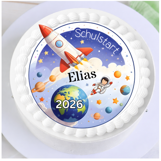 Tortenaufleger Einschulung Weltraum Rakete