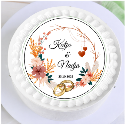 Tortenaufleger Hochzeit Boho Orange