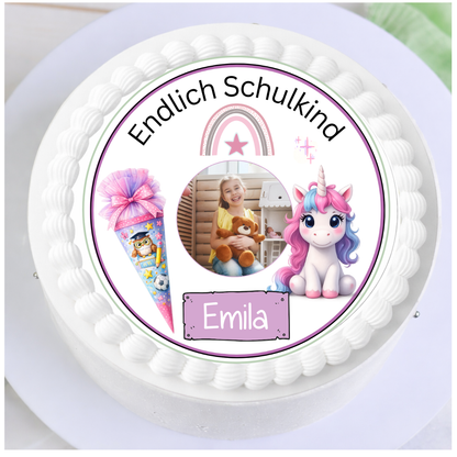 Tortenaufleger Einschulung Einhorn – personalisiert